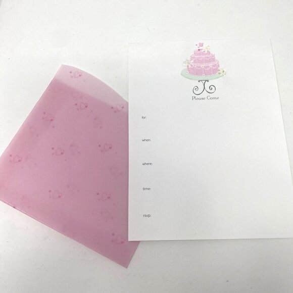 Vivian Claire 2 Pack Pink Birthday Cake Party Invitations Envelopes Vellum Inser - Picture 5 of 10